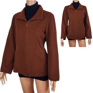 Eileen fisher wool petite small blazer jacket brown full zipper academia winter